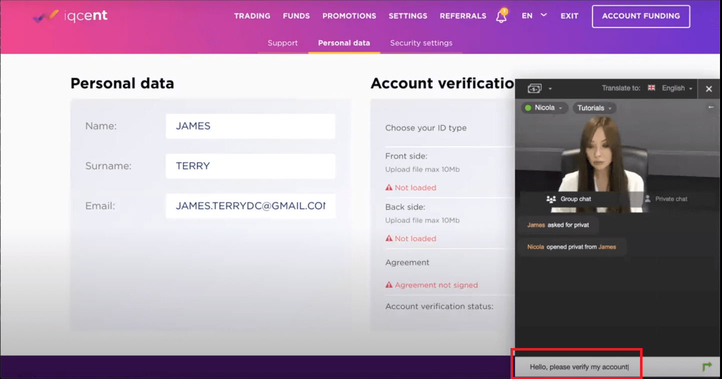 How to Verify IQcent Account